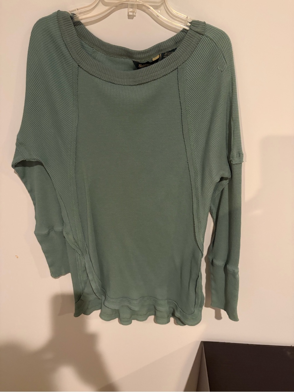 Sundance Seafoam Green Waffle Knit Long Sleeve Top